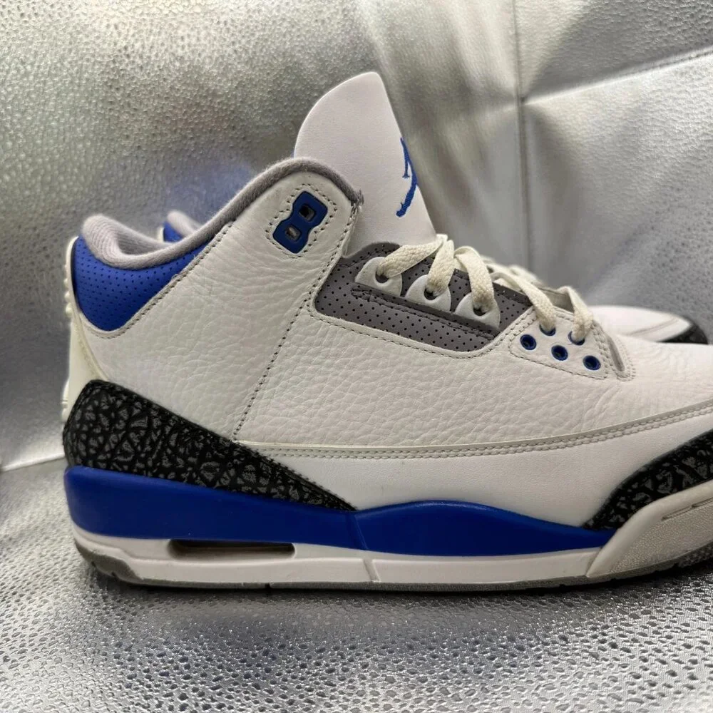 Size 10 Nike Air‎ Jordan 3 Retro White Racer Blue Black Mens Sneaker CT8532-145
